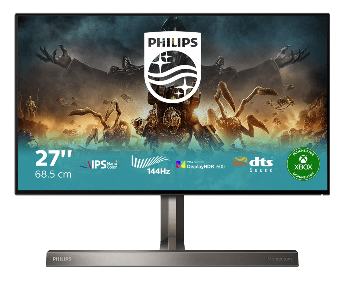 Монитор LCD 27'' 16:9 3840x2160(UHD 4K) Nano IPS, nonGLARE, 144 Hz, 450cd/m2, H178°/V178°, 1000:1, 1.07B, 1ms, 3xHDMI, DP, USB-C, USB-Hub, Height adj, Tilt, Swivel, Speakers, Black